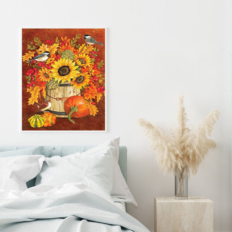 Frameless Oil Paint By Numbers DIY Barrel Bird Picture Craft Kit for Bedroom