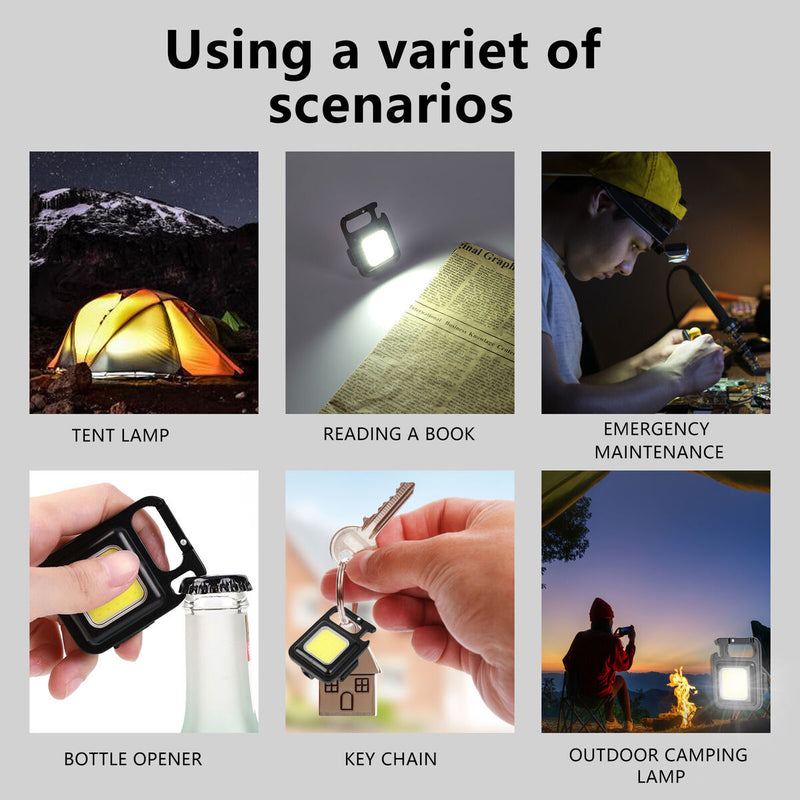 Multifunctional COB Inspection Lights Kit Portable Keychain Design with Bracket