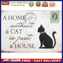 Home Weatherproof Retro Chic Cat Sign Iron Painting Wall Drawing Art Template
