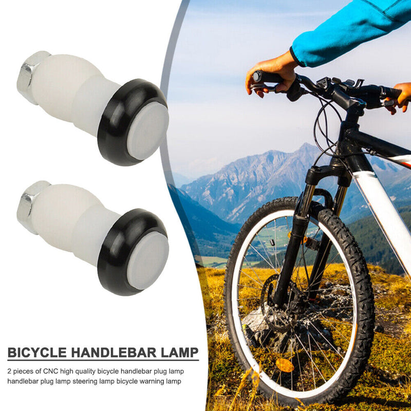 2pcs Bicycle Handlebar Light Bike Bar End Plugs Safety Warning Indicator La