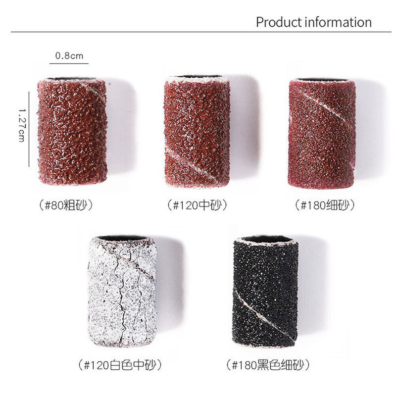 DIY #80 #120 #180 Size Nails Sanding Cap Manicure Nail Drill Bits Accessories