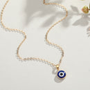 Evil Eye Pendant Necklace Chain - Blue Eye Alloy Rope Chain Necklace Family Gift