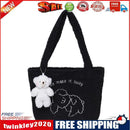 Portable Plush Shoulder Handbag Pendant Women Top-handle Bag (Black Sheep)