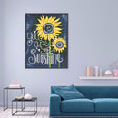 Full Round Luminous Diamond Painting Two Sunflowers Rhinestone Wall Picture Gift