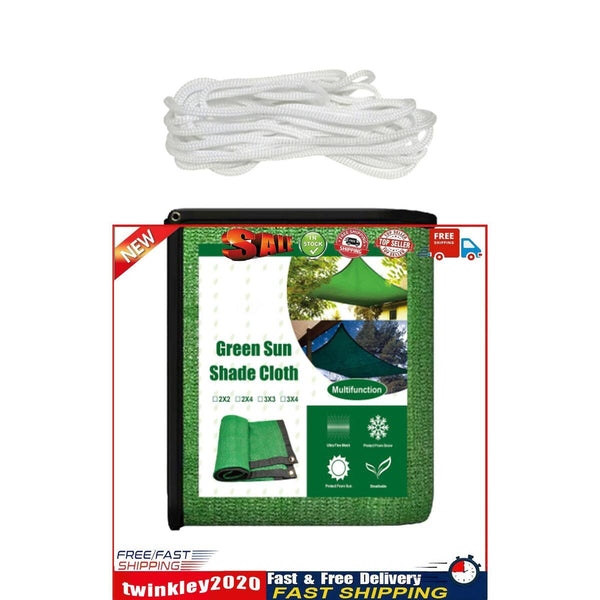 Sun Shade Sail - Canopy Awning Screen Plant Greenhouse Cover (Green 2x4m) Newly