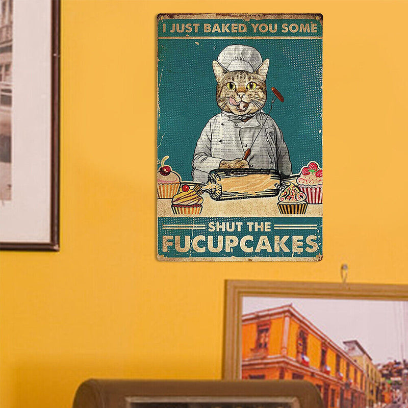 Retro Cat Metal Plate Poster Painting Bar Pub Decor Tin Plaques Wall Signs