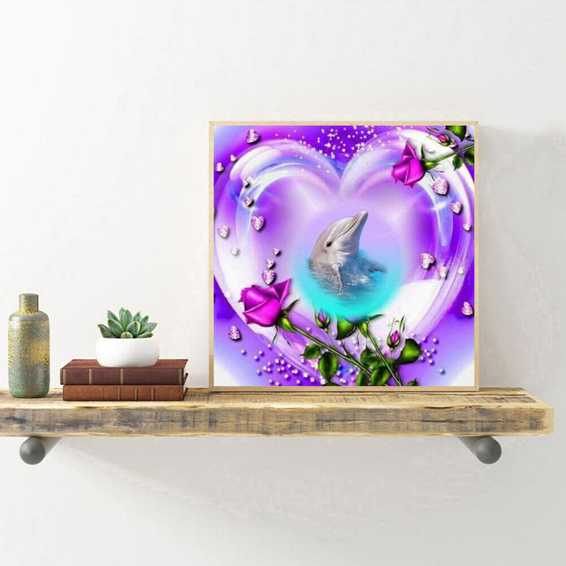 Love Dolphin 5D DIY Full Round Drill Diamond Painting Hanging Mosaic Crafts
