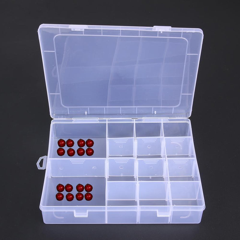 14 Compartment Transparent Plastic Jewelry Box Earrings Rings Beads Pills Storag
