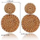 Rattan Earrings Geometric Retro Handmade Woven Straw Statement Circle Earrings