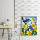 Bird and Flower Oil Paint By Numbers DIY Handpainted on Canvas Wall Art Pic