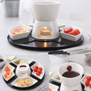 Hot White Forks Dishes Chocolate Pot Fondue Ceramic