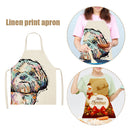 Linen Dog Print Kitchen Aprons Bibs for Women Men Household Dinner Cooking