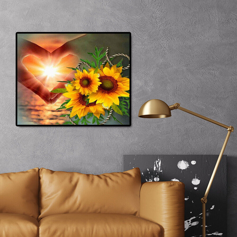 5D Full Round Diamond Painting Sunflowers Cross Stitch Embroidery Picture Kit