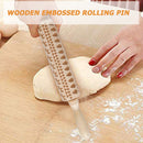 Christmas Elk Embossed Baking Cookies Noodle Roller Wooden Patterned Rolling Pin