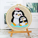 Penguin Cross Stitch Gifts for Beginner Embroidery Sewing Tool Home Wall Decor
