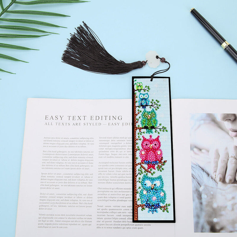 Diamond Painting 5D DIY Special Shaped Art Mosaic Leather Tassel Bookmarks Newly