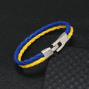 Ukraine Flag Bracelet Men Women Braided Woven Leather Blue Yellow Bangles Newly
