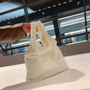 Women Warm Plush Heart Pattern Handbags Large Shoulder Bag (A White)