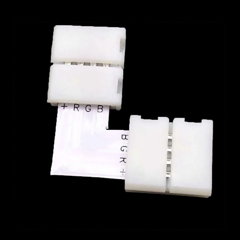 10Pcs 10mm RGB 4 Pin L Shape 90 Degree Solderless Connectors For 5050 12V LED