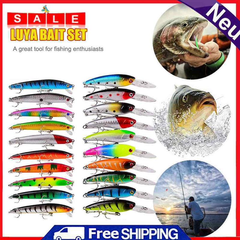 20pcs Minnow 8g 9.5cm 9cm Bait Simulation Crankbait with Hook Lifelike