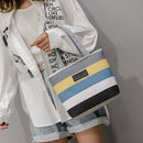 Fashion Striped Shoulder Handbags Women Big Top-handle Bag Canvas Shopping Totes