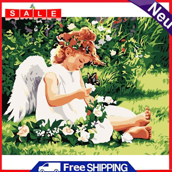 Colorful Angel Girl Hand Painted Oil Painting By Numbers for Home Decor Art