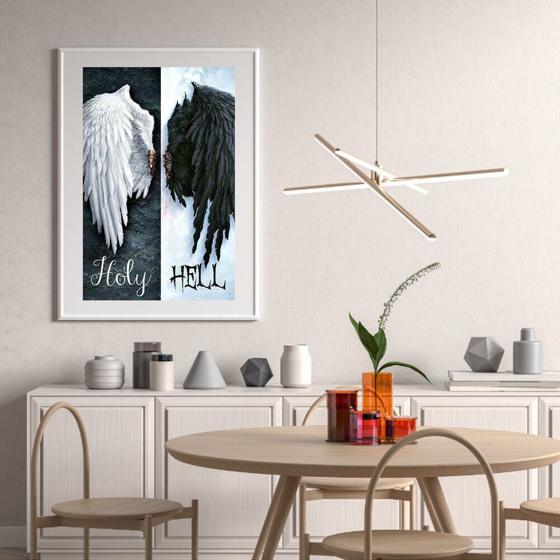 Diamond Painting Kit Black and white angel wings Full Round Rhinestone