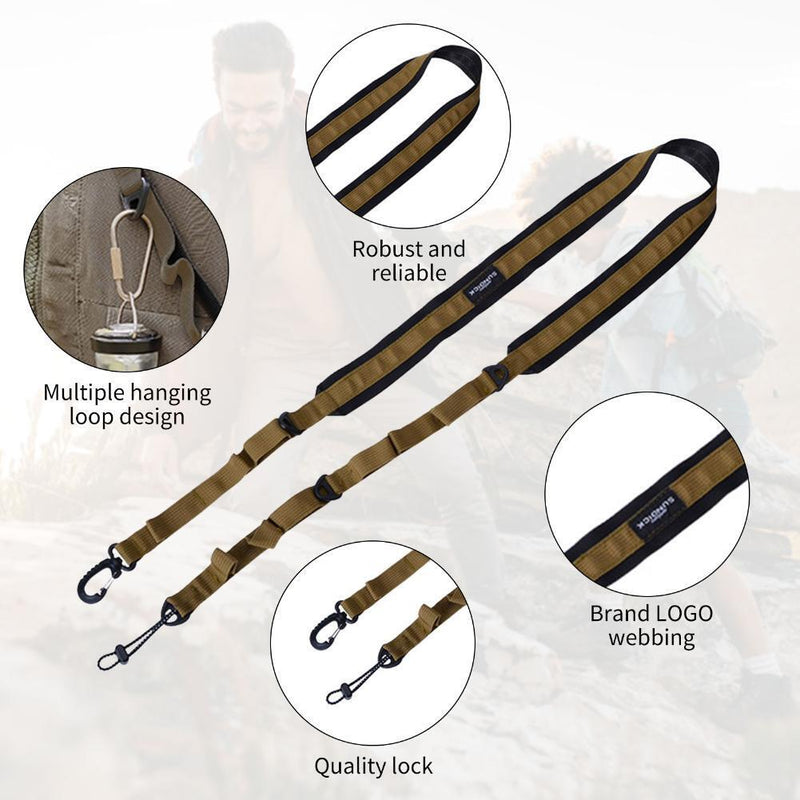 2pcPolyester Camping Shoulder Strap Multiple Metal Hanging Loop DesignKhaki