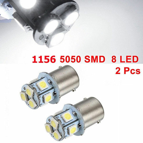 White 12V Lamp Bulb Turn Signal BA15S R5W 1156 Car Tail Light 5050 8SMD LED