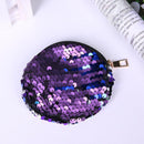 Multi Sequins Coin Wallet Women Change Purse Girl Round Clutch Bags (Purple