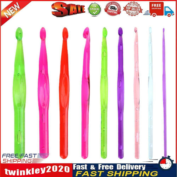 9pcs/Set Plastic Crochet Hooks Sewing Needles Craft Yarn Knit Weave Tools Newly