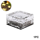 1PC Solar Powered LED Glass Cube Ice Brick Light Outdoor Garden Patio 202!