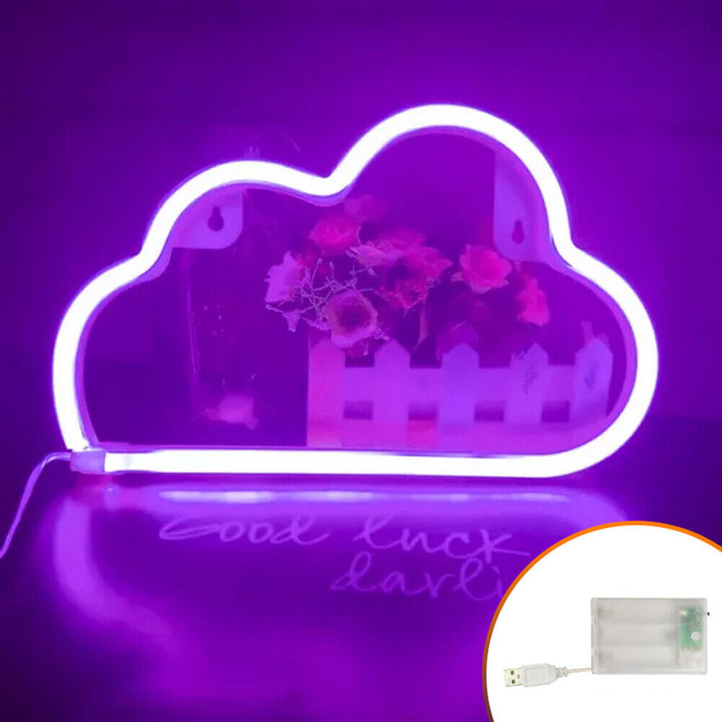 Cartoon Cloud Neon Light USB Battery Operated Art Hanging Lamp (Purple) Newly