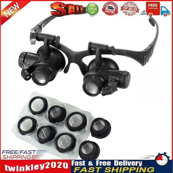 LED Magnifier Glasses Magnifying Headband Eyewear for Jewelers Watchmaker Newly