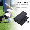 Waffle Microfiber Golf Ball Club Cleaning Towel with Carabiner Hook (Black)