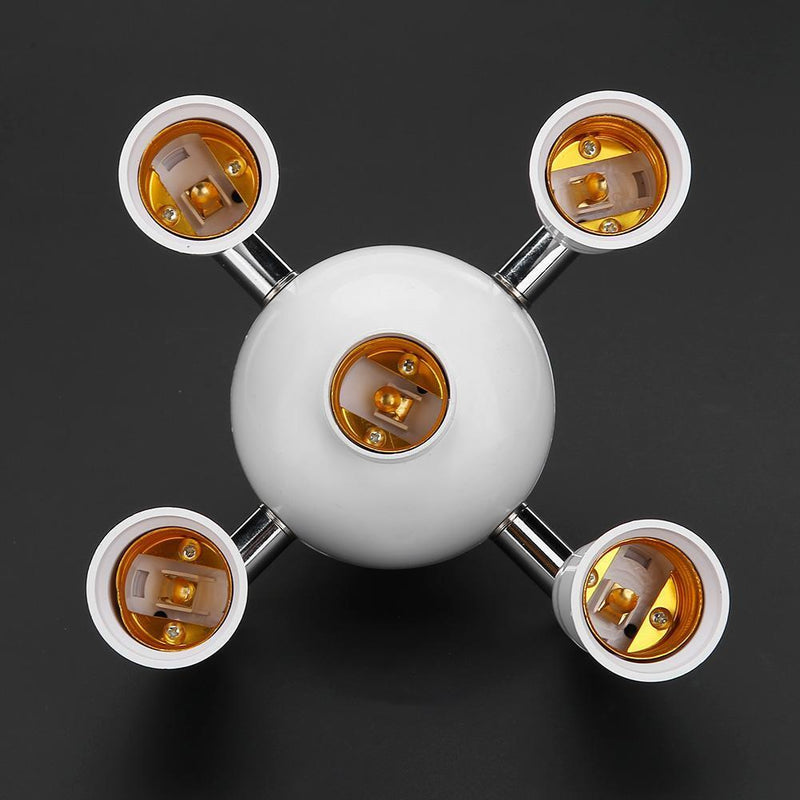 Adjustable E27 Splitter 5 Heads Lamp Base LED Bulb Adapter Holder Socket Newly