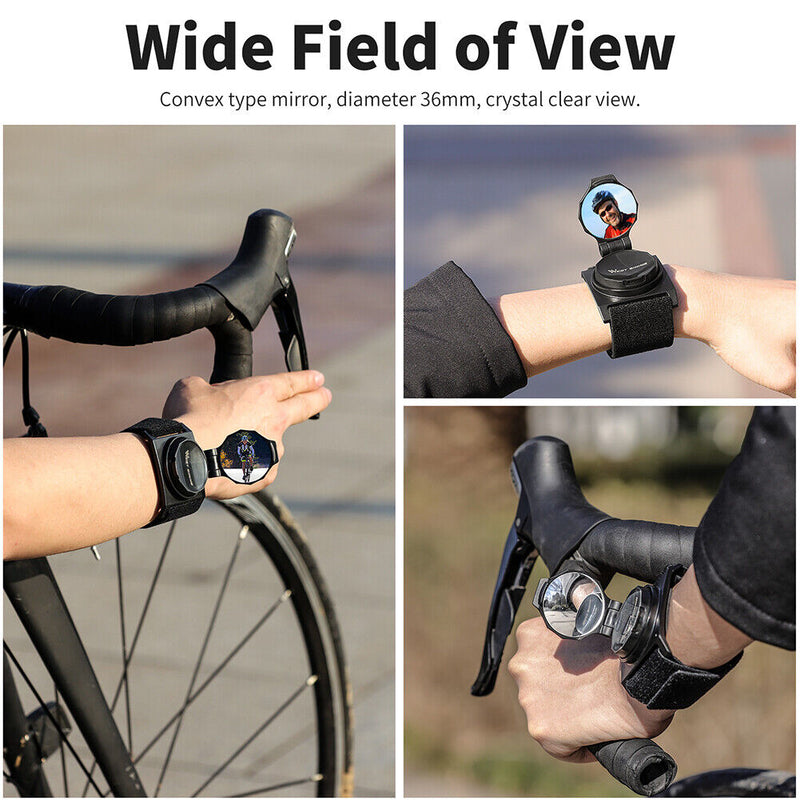 WEST BIKING Bicycle Wrist Rearview Mirror 360 Rotating Safety Rear View Mirror