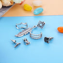 6pcs/set Retro Punk Leaf Animal Circle Earrings Studs Ear Clips for Women