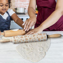 Wooden Christmas Gift Embossed Rolling Pins Embossing Baking Cookies Cookie