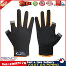 Fishing Gloves Anti-slip 2 Cut Finger Breathable Cycling Mitten (Orange) Newly