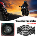 16pcs 18 inch Reflective Car Motorcycle Wheel Rim Stripe Stickers (Black) Newly