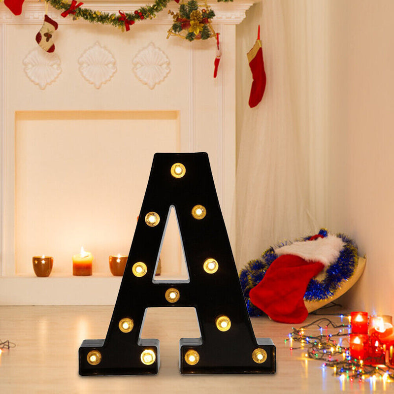 Letters LED Night Lights Alphabet Symbol Sign Lamp Home Wedding Decor (A) Newly