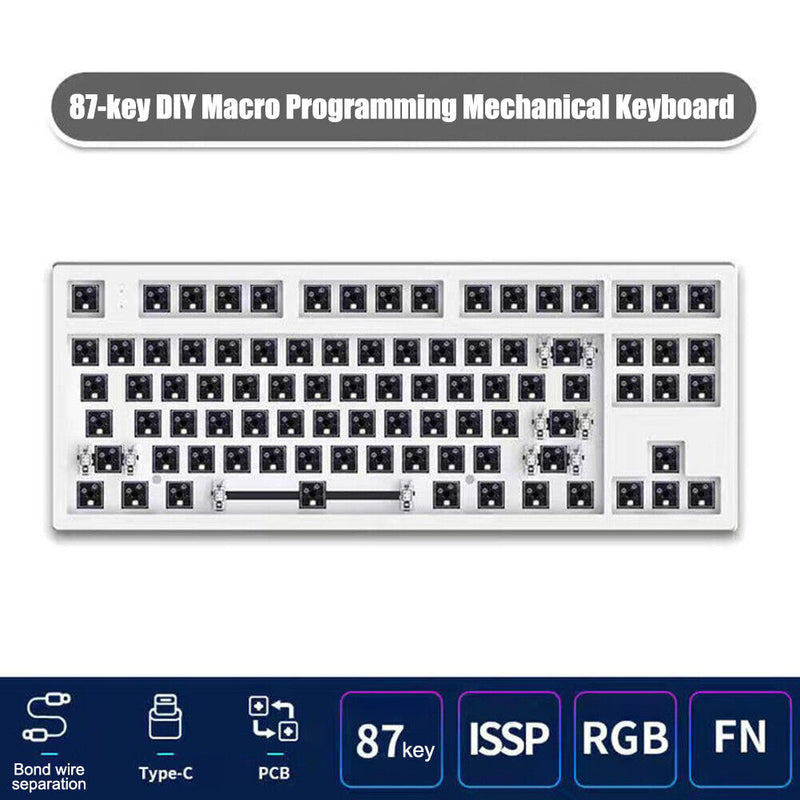 RGB Mechanical Keyboard for Flesports MK870 Programmable Keyboard (White)