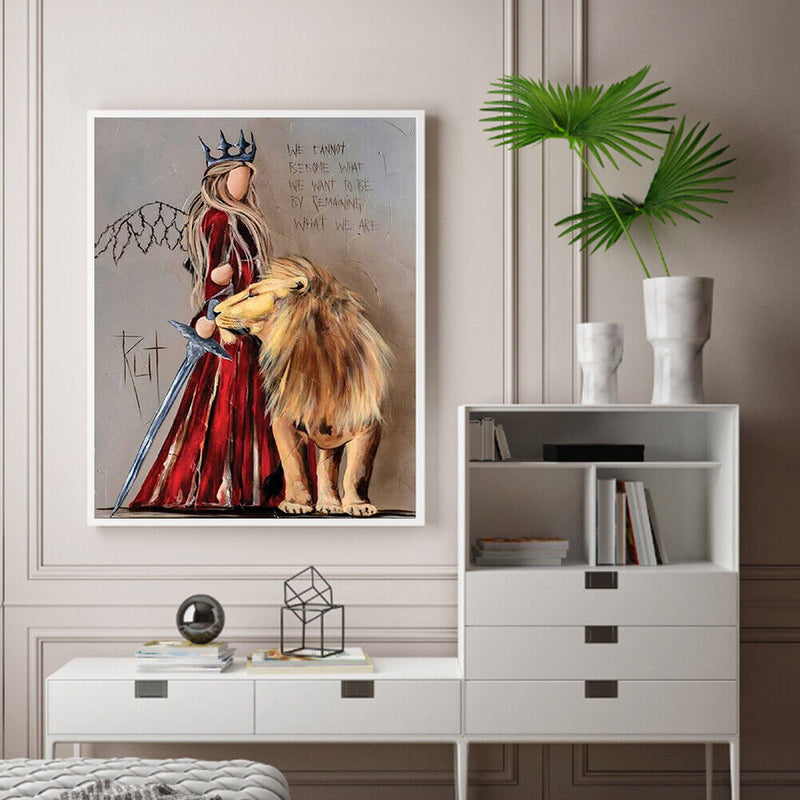 Angel and Lion Oil Paint By Numbers Kit DIY Home Decoration Gift Wall Pictu