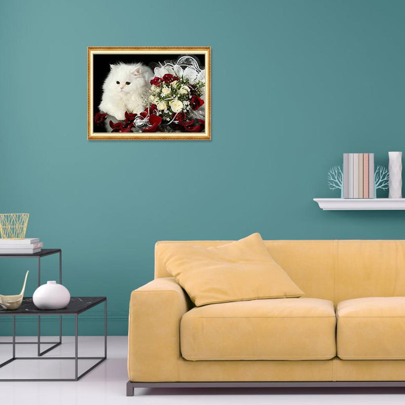 5D DIY Diamond Painting Cat Cross Stitch Embroidery Craft Kits Wall Art Set