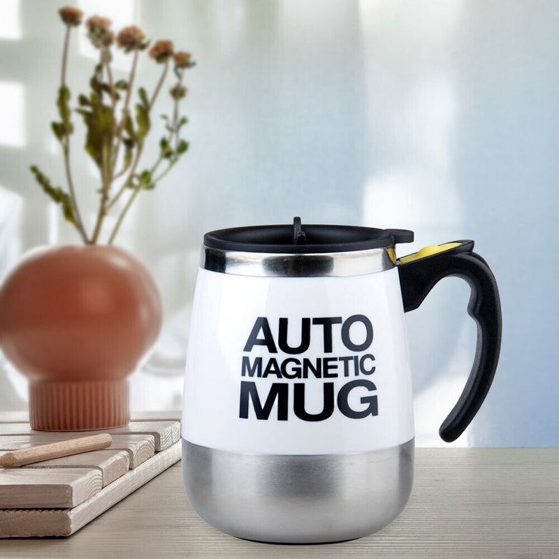 Stainless Steel Self Stirring Mug Auto Electric Coffee Mixing Cup (White)