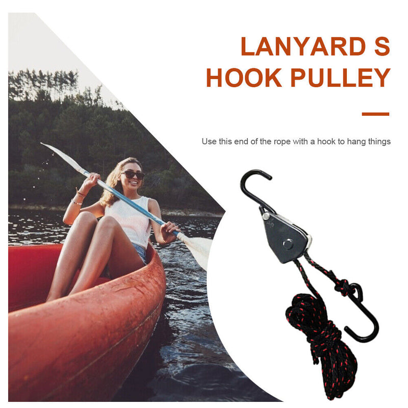 Heavy Duty Adjustable Rope Clip Tent Lamp Hanging Lanyard Lifting Pulley S Ho