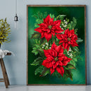 Diamond Painting Poinsettia Full Round Drill Picture of Rhinestone DIY Drawing