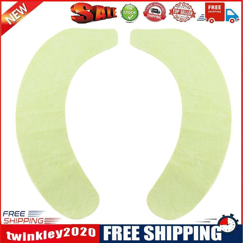 2pcs Floral Printed Toilet Mat Reusable Toilet Seat Cover Bath Decor (Green