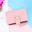 Cute Clutch Women Bifold Purse Solid Color Leather Card Holder (Light Pink)